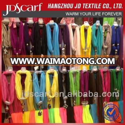 scarf necklaces super thin 100% polyester scarf necklaces